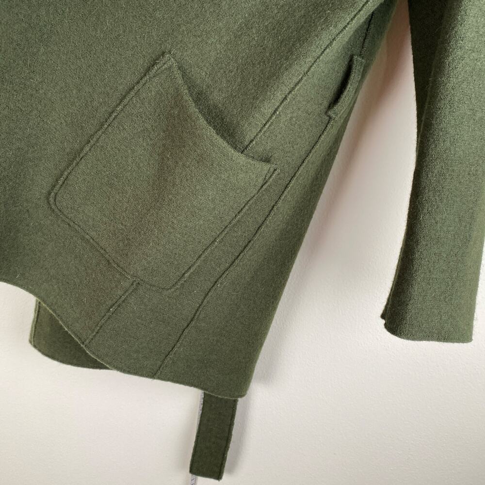 J.Crew Boiled Wool Wrap Coat Forest Green XS Belted - Picture 8 of 15